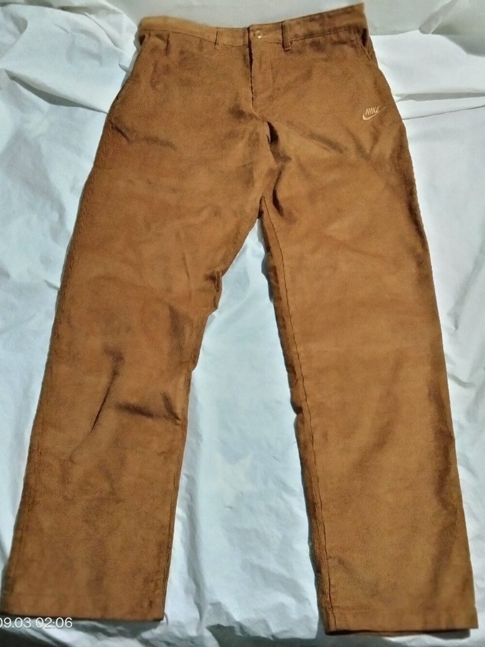 Nike Men's Corduroy Pants Brown Standard Fit Straight Leg Size 34x32 FZ0786-281